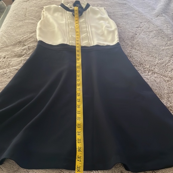 CeCe, NEW Condition, Navy Ruffle Color Block, Tie Neck - Picture 9 of 9